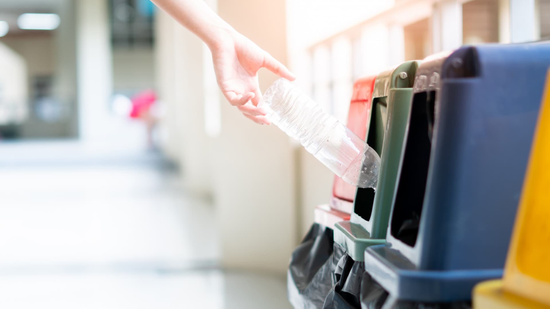 coloured recycling bins